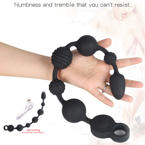 Long anal beads vibrator - beads, butt